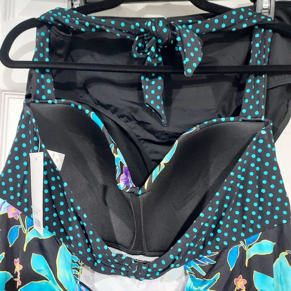 NWOT FullFitAll Swimsuits Bow Handkerchief Halter Tanikini and Bottom Set in 22 - Picture 10 of 15